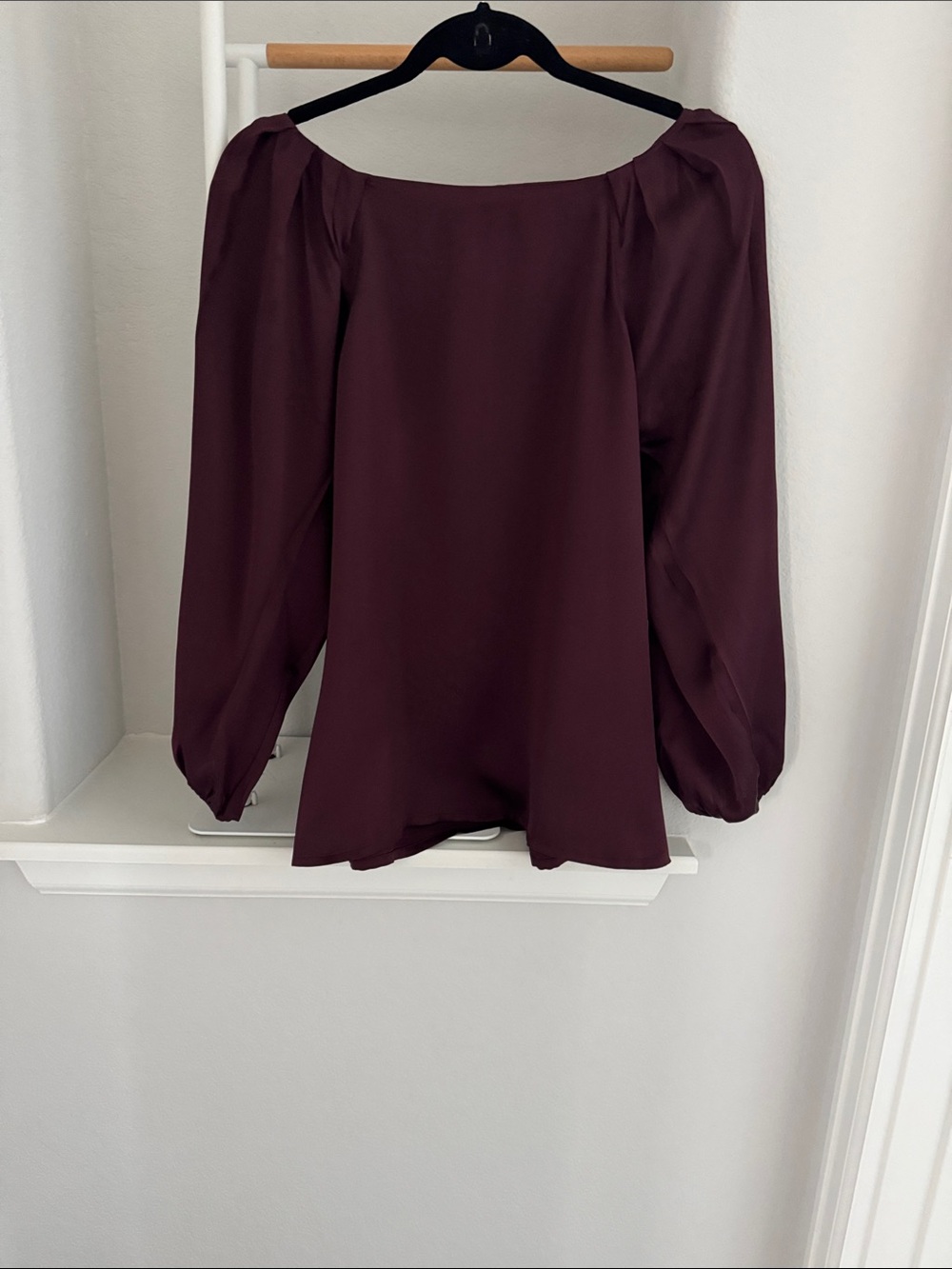 Silk Long Sleeve Blouse in Burgundy